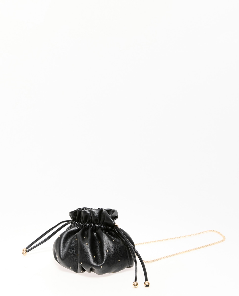 Mala Mini Pouch com Franzido Preto-3
