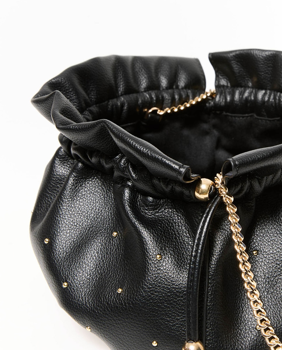 Mala Mini Pouch com Franzido Preto-4