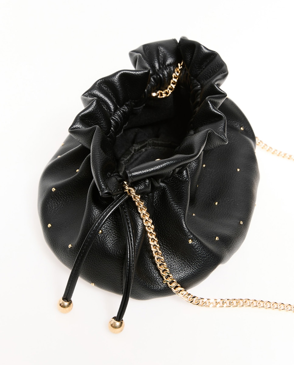 Mala Mini Pouch com Franzido Preto-5