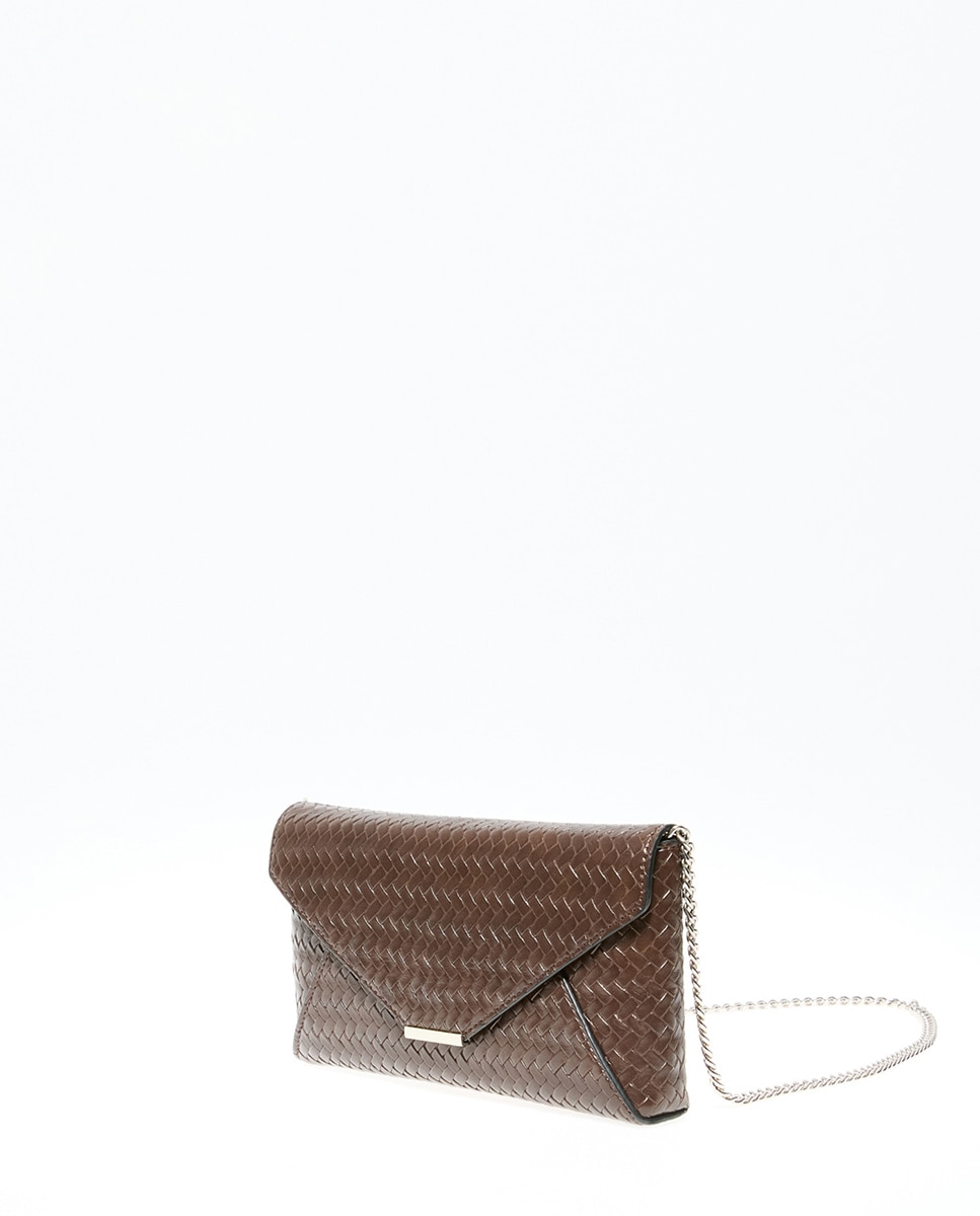Mala Clutch Entrançada com Aba Chocolate-2
