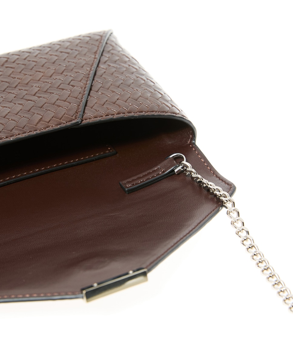 Mala Clutch Entrançada com Aba Chocolate-4