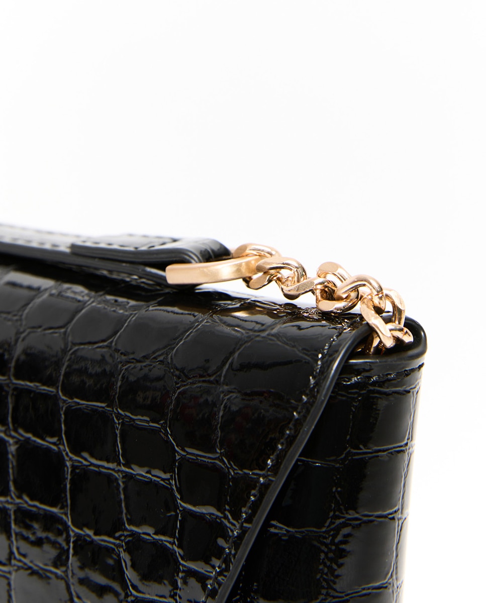 Mala Clutch Croco com Aba Preto-3