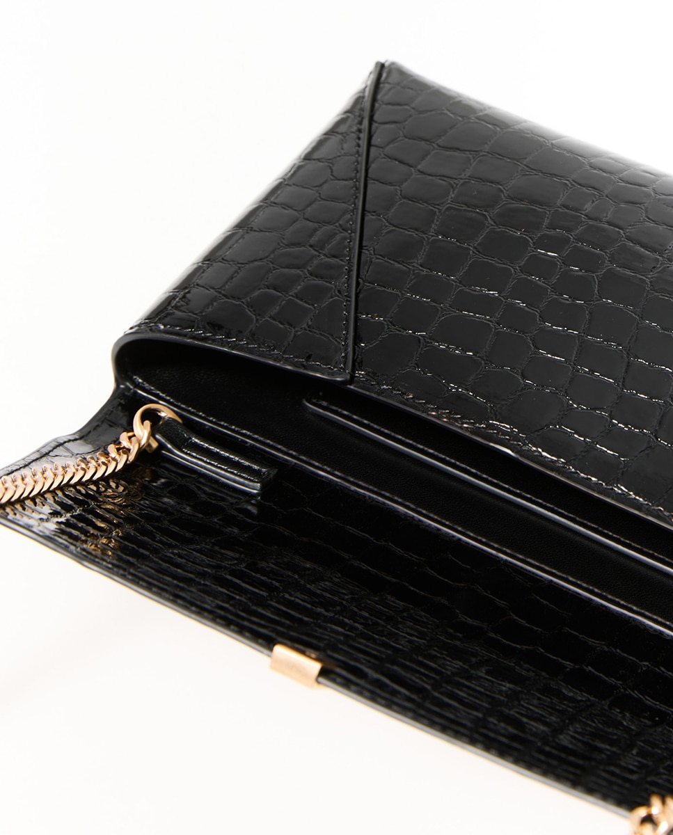 Mala Clutch Croco com Aba Preto-5