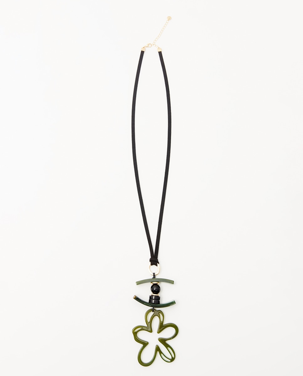 Colar com Flor de Resina Verde-1