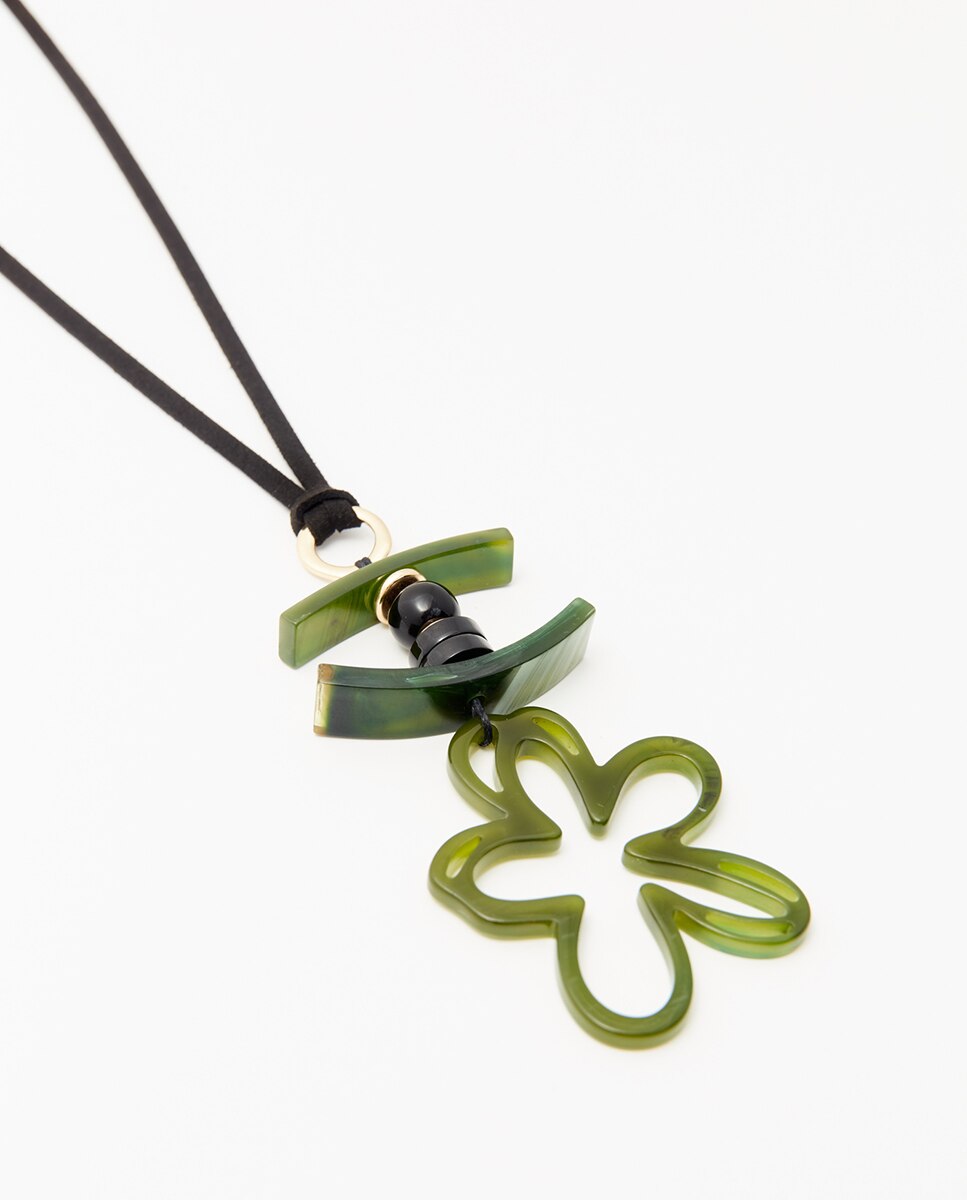 Colar com Flor de Resina Verde-2