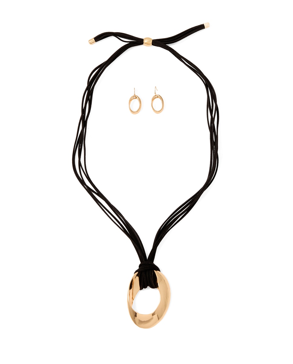 Conjunto de Argola com Cordas Preto-1