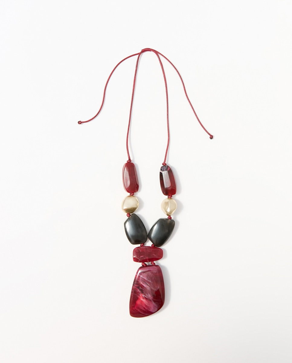 Imagen 0 de Collar resina multipiedras Burdeos