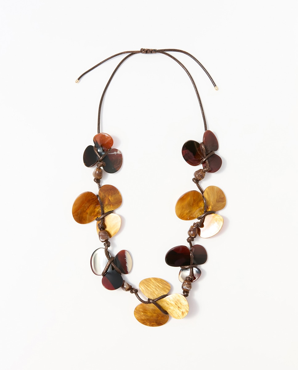 Imagen 0 de Collar maxiflores resina Marrón