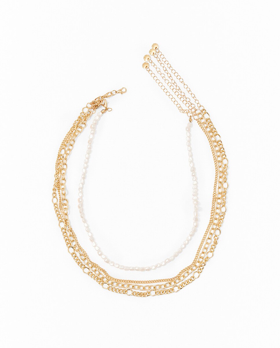 Choker multicadenas perla - Sfera - Oro Oro-1