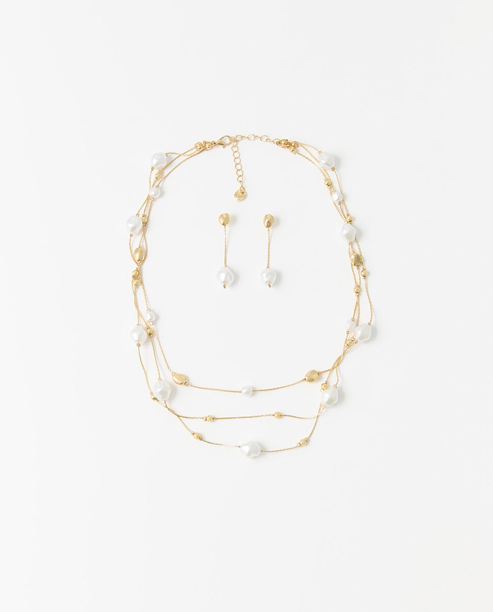 Conjunto de Gargantilha e Brincos Ouro-1