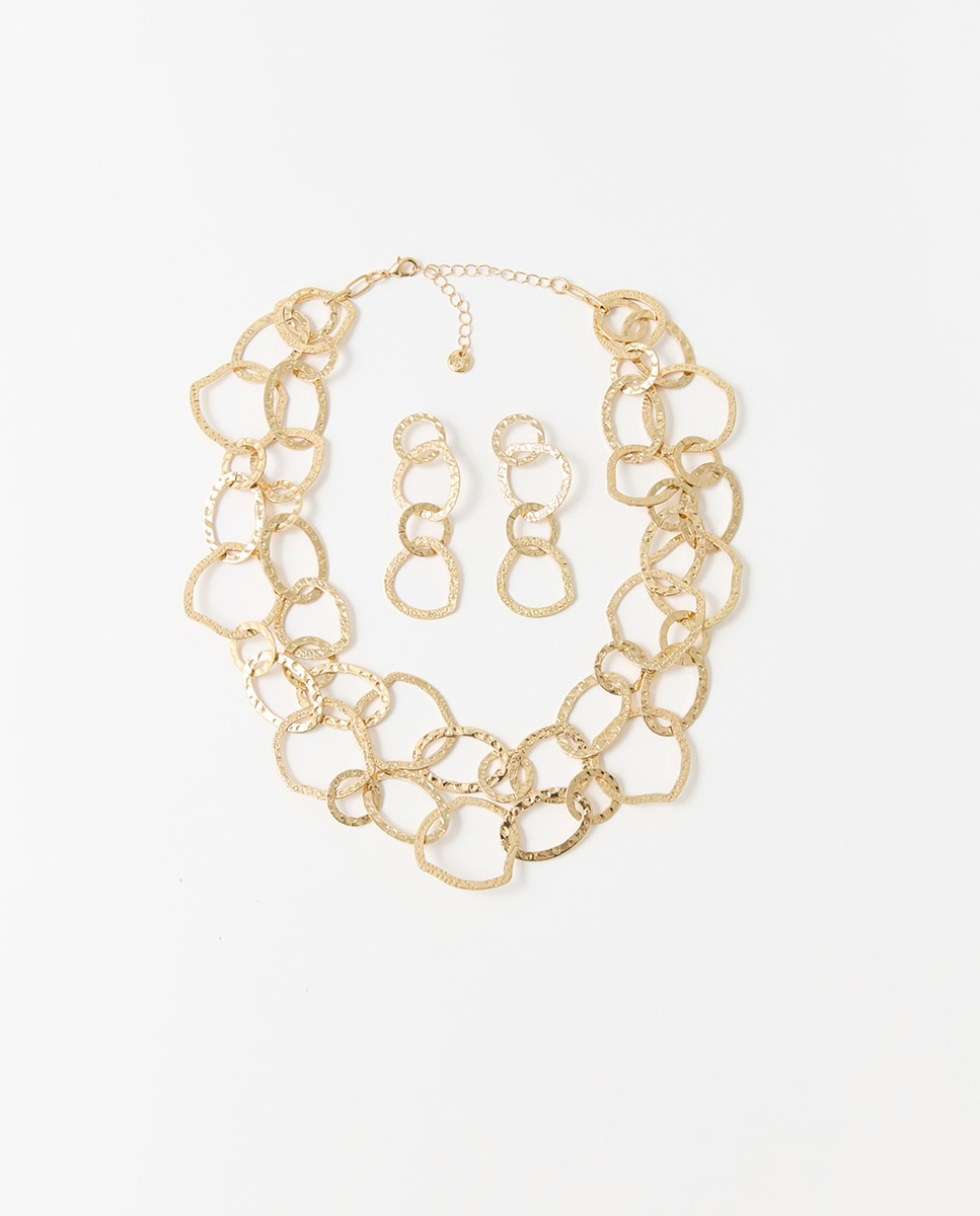 Conjunto de Argolas com Textura Ouro-1
