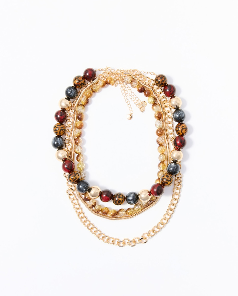 Imagen 0 de Choker multifilas bolas Marrón