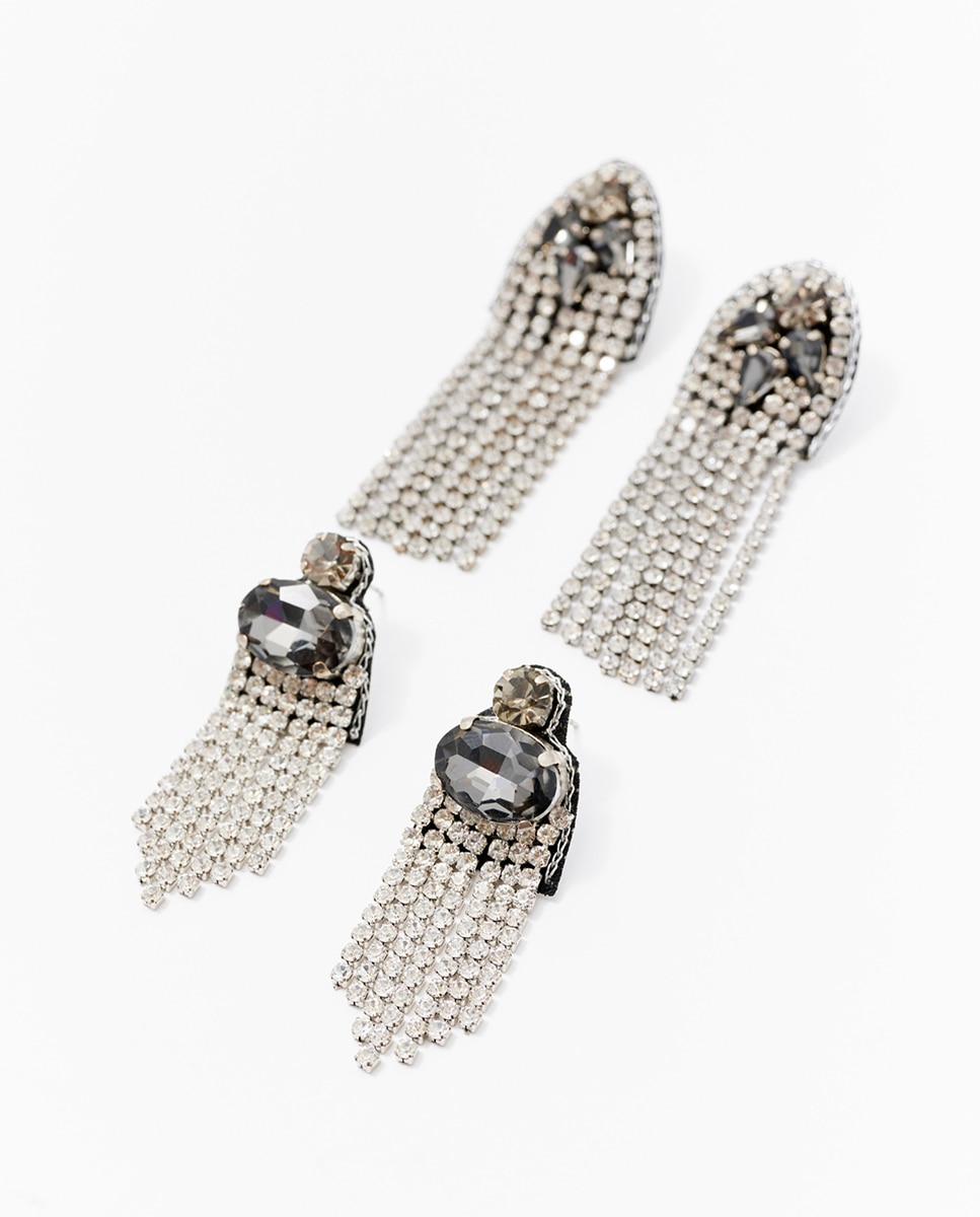 Conjunto de 2 Brincos de Mini Joia Prata-2