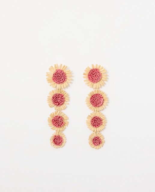 Pendientes margaritas rafia