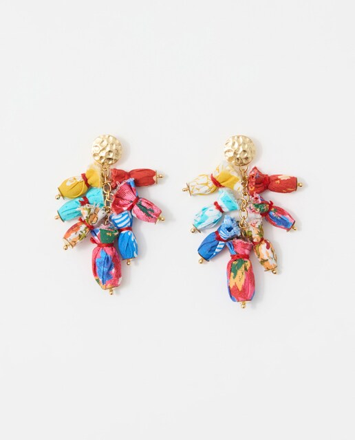 Pendientes abalorios algodón