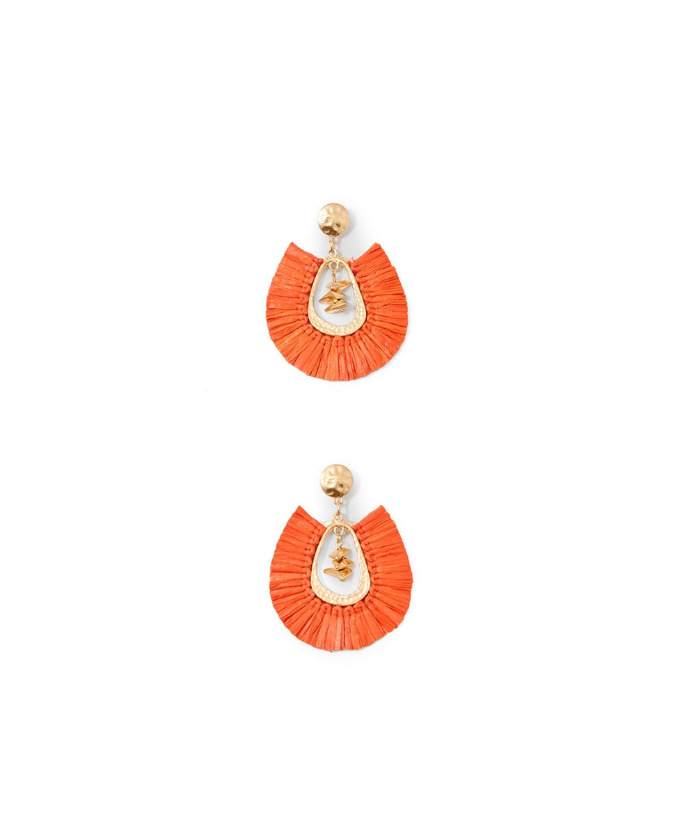 Pendientes ovalados rafia Coral-1
