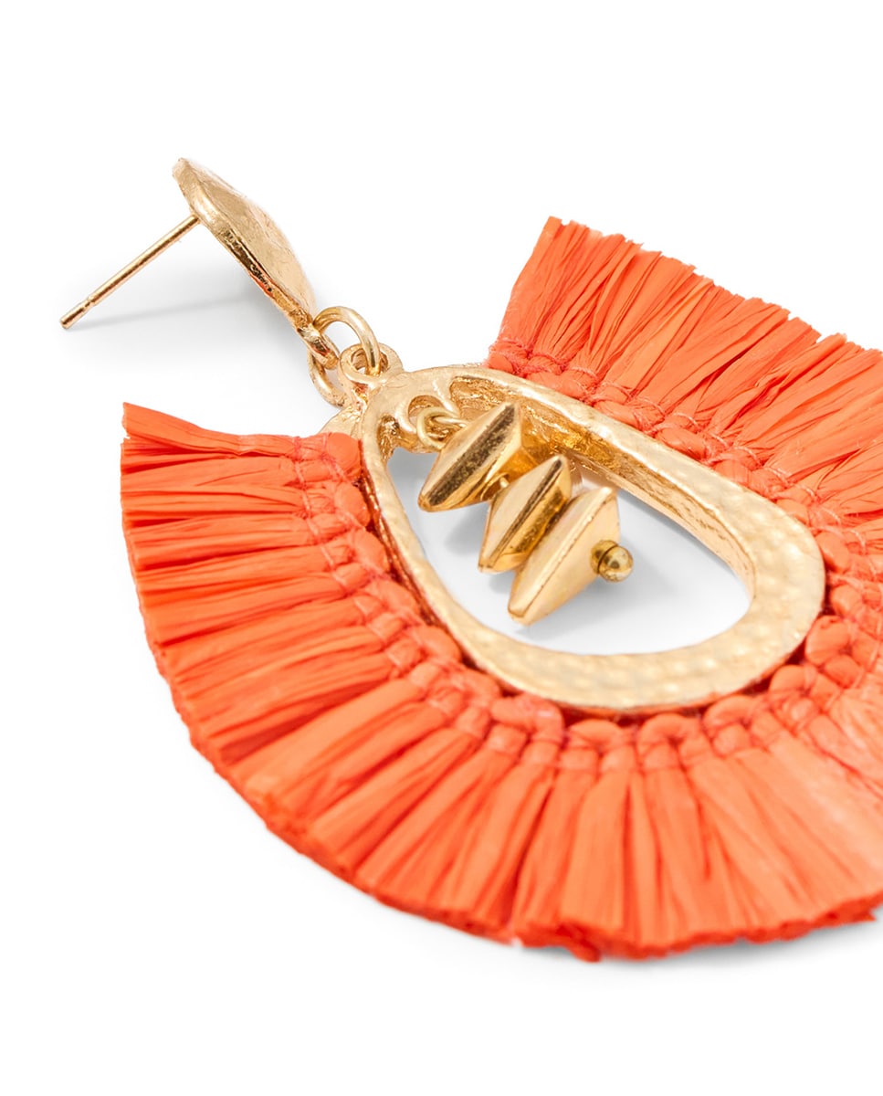 Pendientes ovalados rafia Coral-2