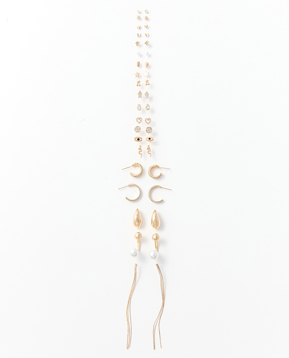 Conjunto de Brincos de Metal Ouro-2