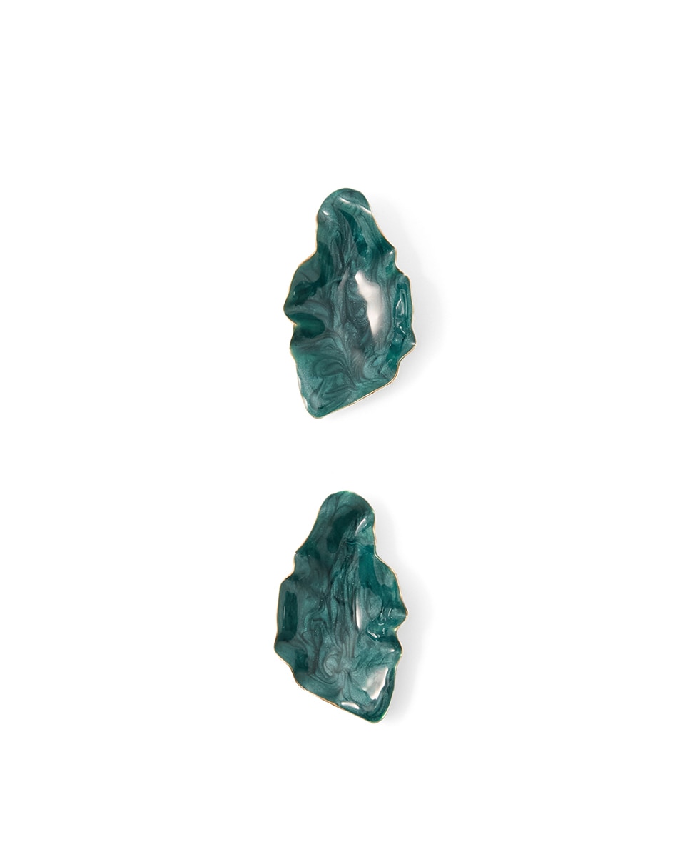 Brincos Côncavos em Esmalte Verde Pato-1