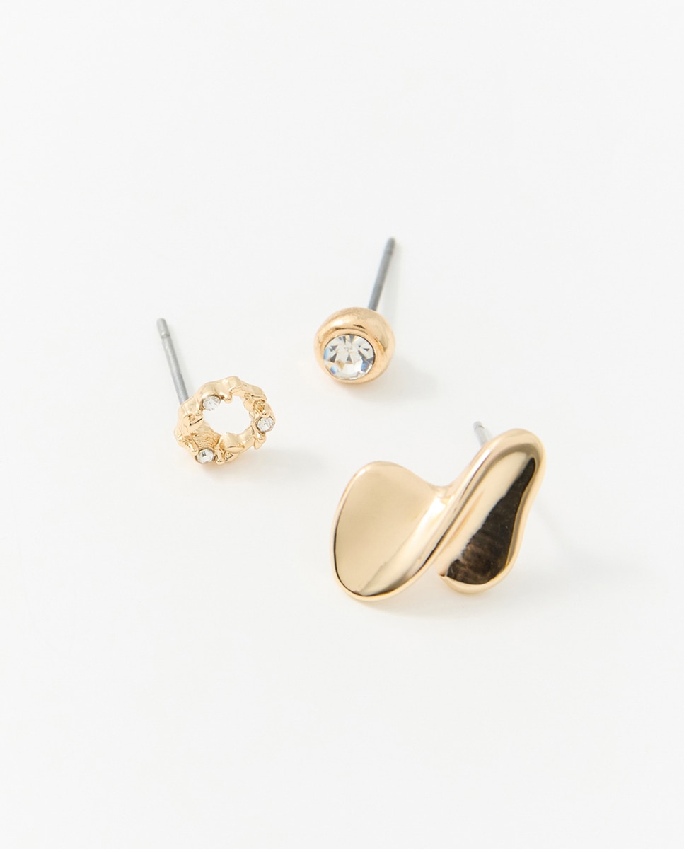 Conjunto de brincos com brilhos Ouro-3