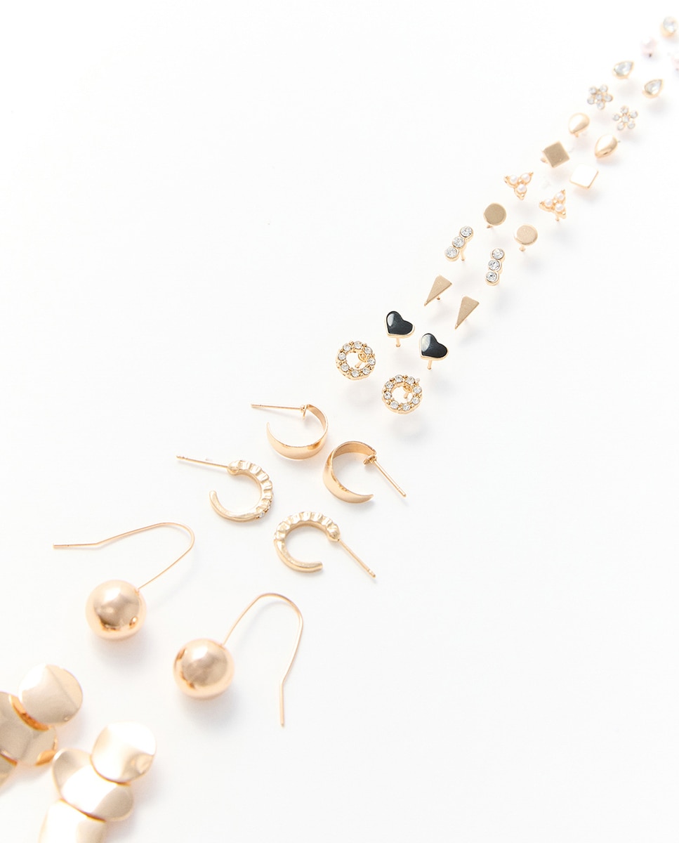 Conjunto de 16 Brincos de Lágrima Ouro-2
