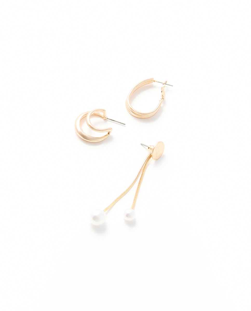 Conjunto de brincos com pérolas Ouro-2
