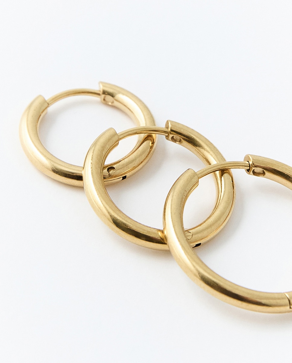Conjunto de Brincos de Argola de Metal Ouro-2