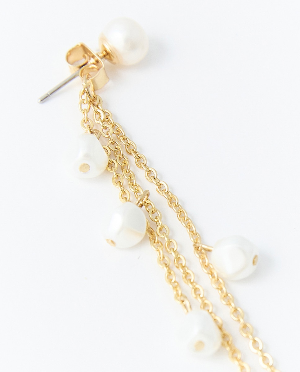 Pendientes traseros perlas Blanco Sfera Blanco-2
