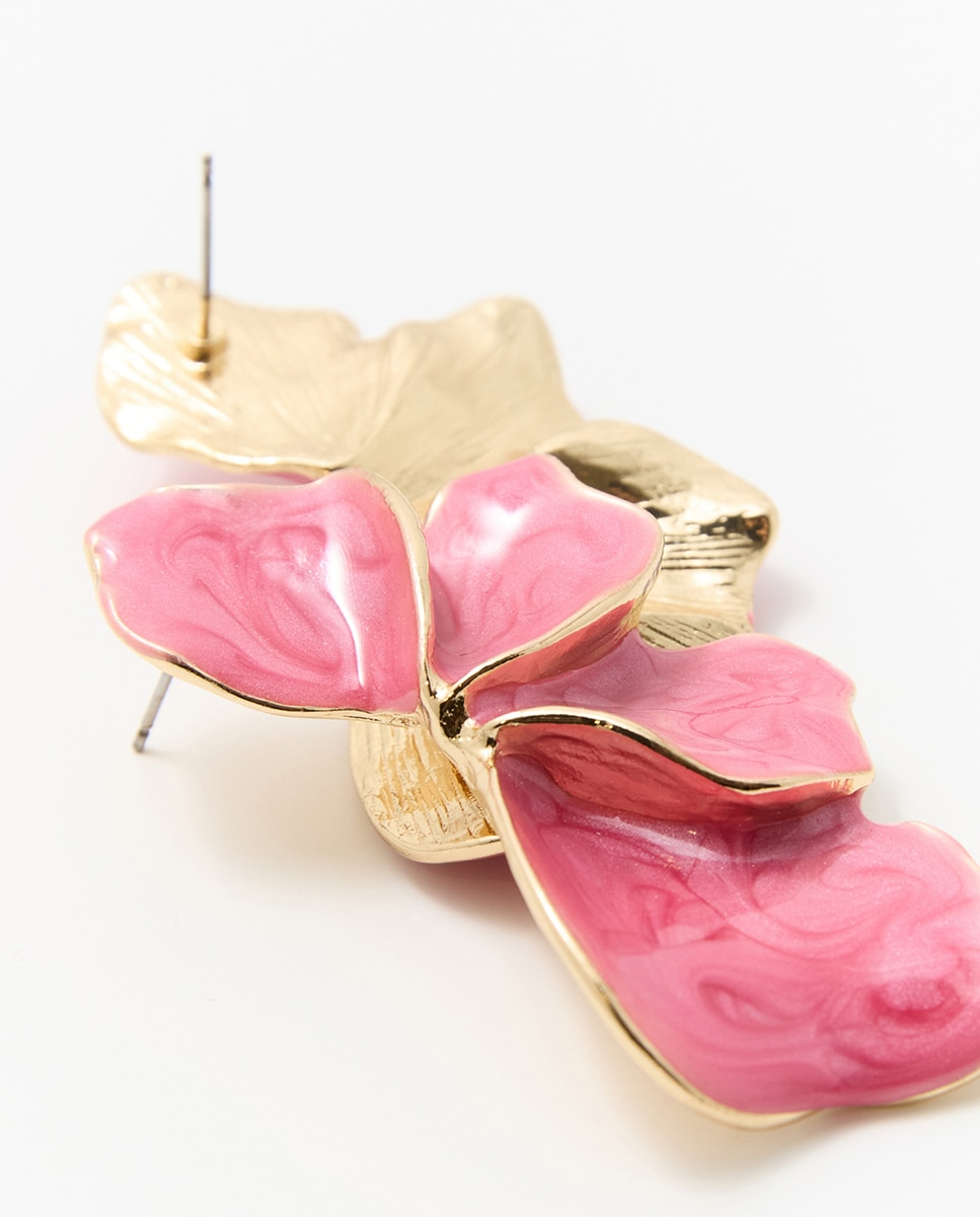 Brincos de Leque com Verniz Rosa-2