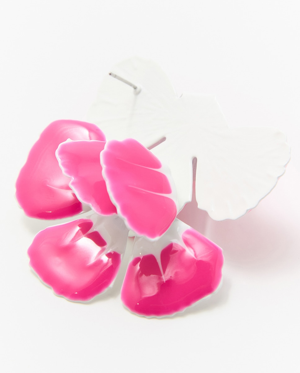 Brincos de Flores em Leque Fúcsia-3