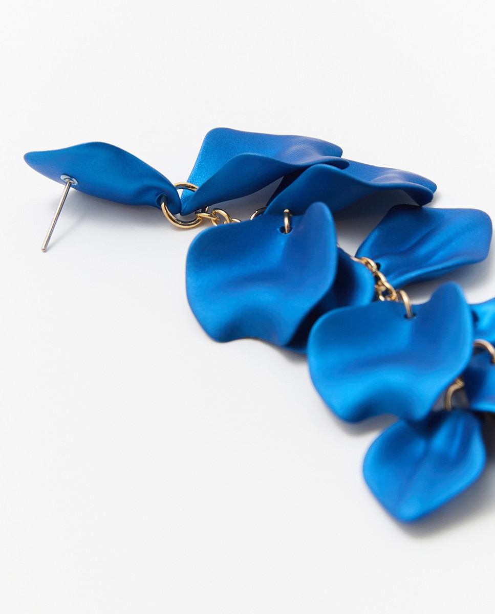 Brincos de Cascata com Pétalas Azul-2
