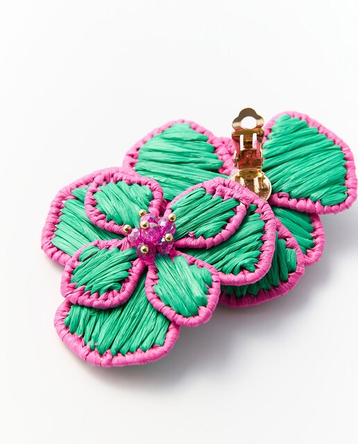 Imagen 0 de Pendientes flor rafia