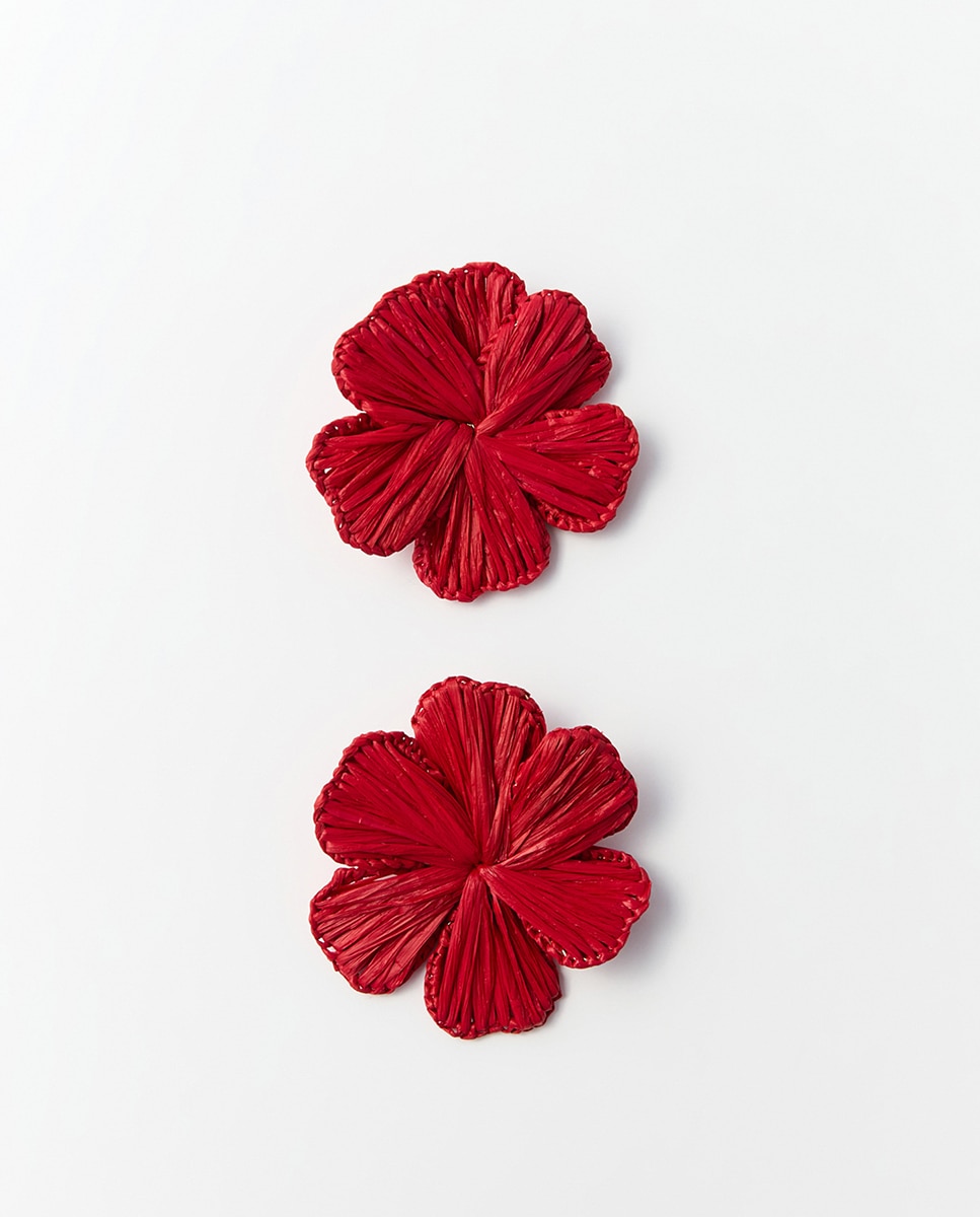 Brincos de Flor com Nó Vermelho-2