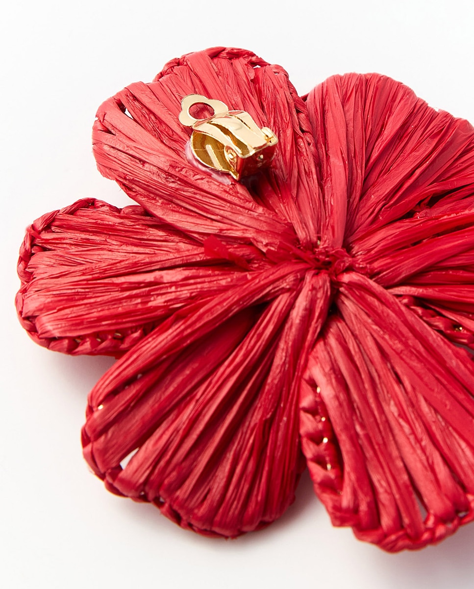 Brincos de Flor com Nó Vermelho-3