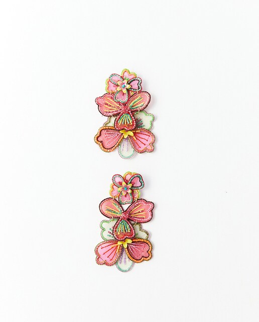 Imagen 0 de Pendientes flores textiles