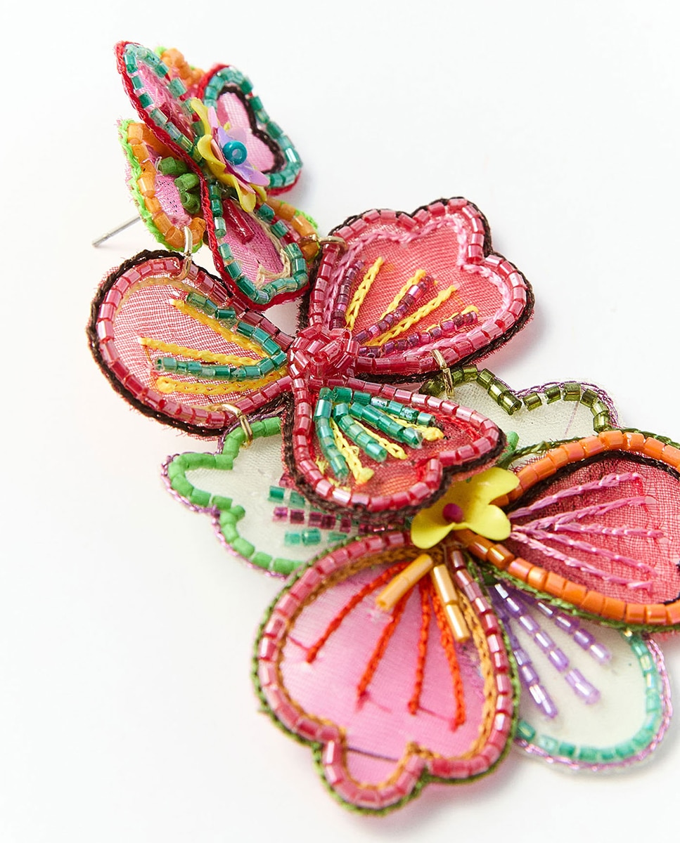 Brincos de Flores Têxteis Multicolor-2