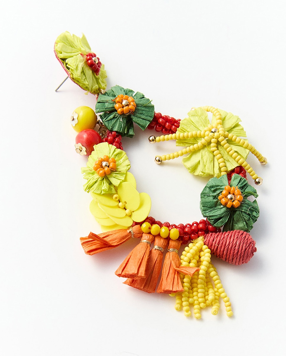 Brincos Florais com Contas Multicolor-2