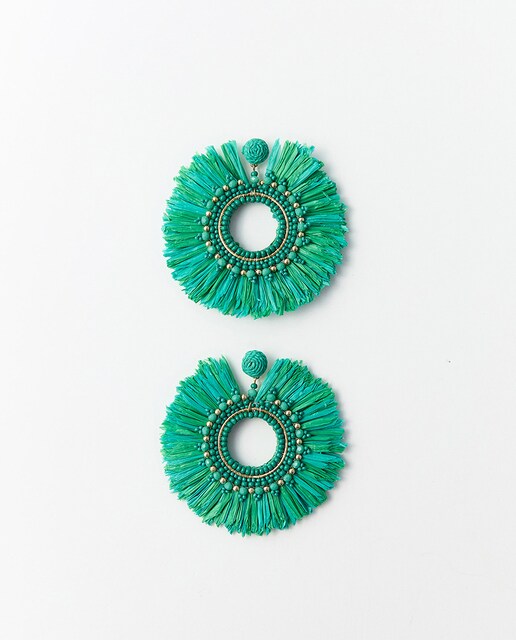 Imagen 0 de Pendientes maxiabanico rafia