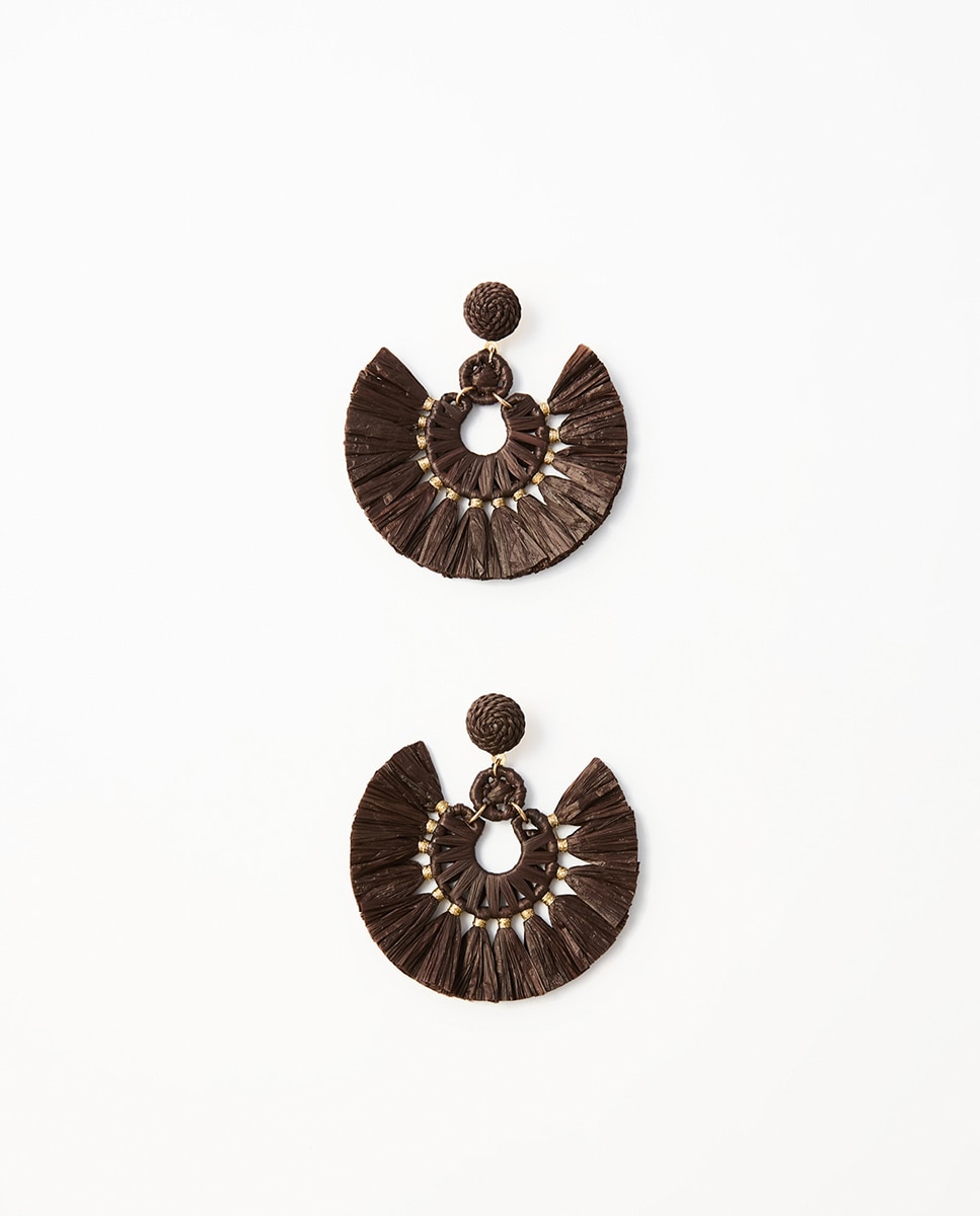 Imagem 0 de Brincos com Leque de Ráfia