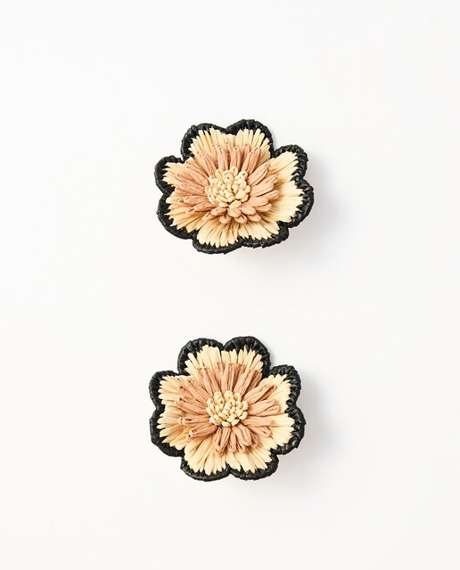 Imagen 0 de Pendientes flores rafia