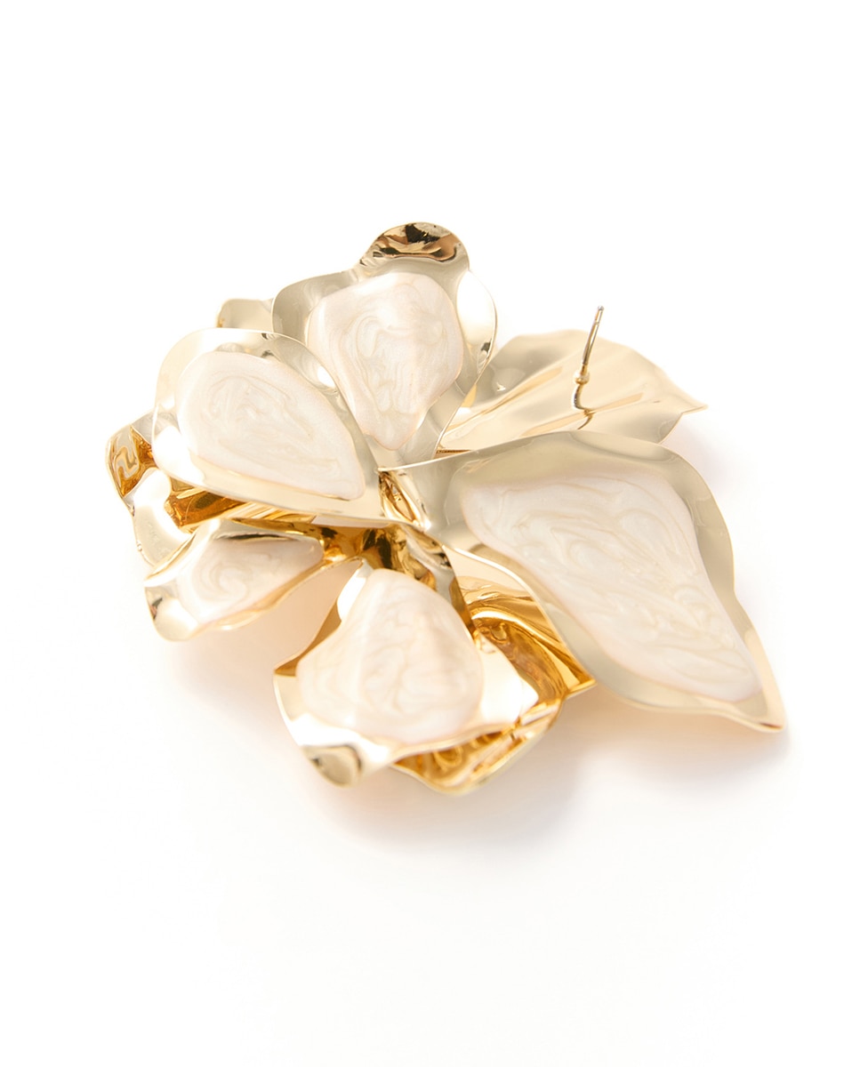 Brincos de Flor com Fio Branco-2
