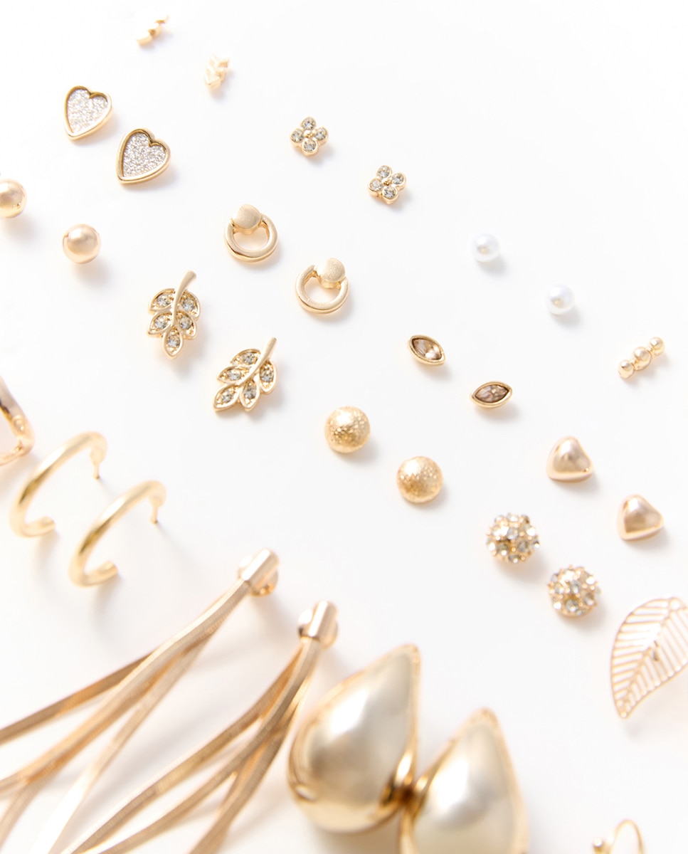 Conjunto de 20 Brincos com Correntes 390 Ouro-2