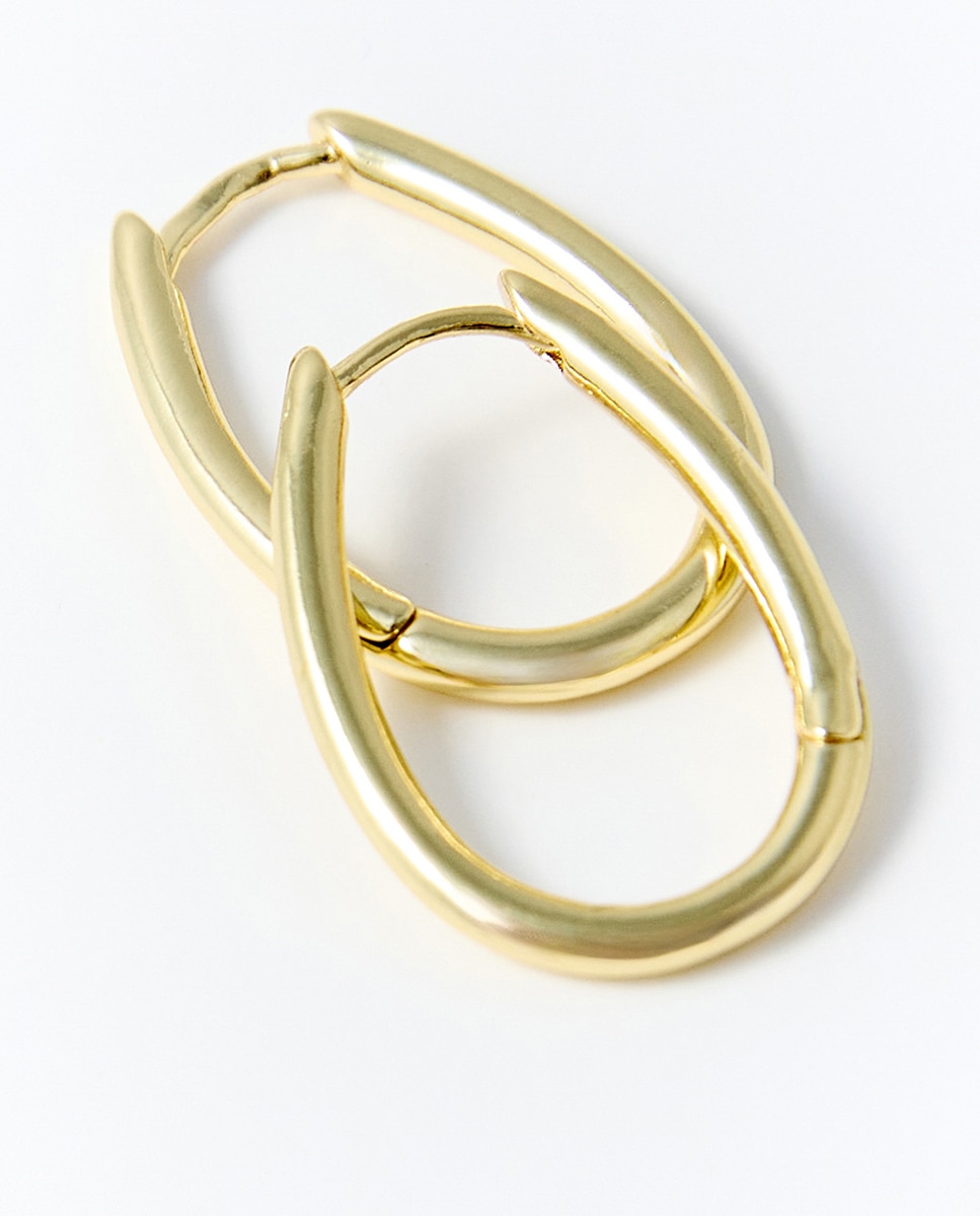 Brincos de Argola com Pera de Metal 390 Ouro-2