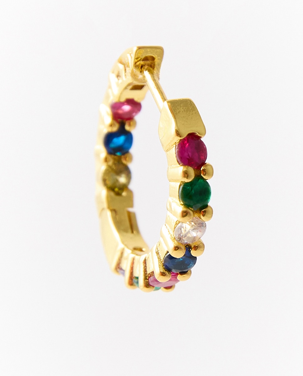 Brincos de Argola com Joia e Zircónias - Multicolor Multicolor-2