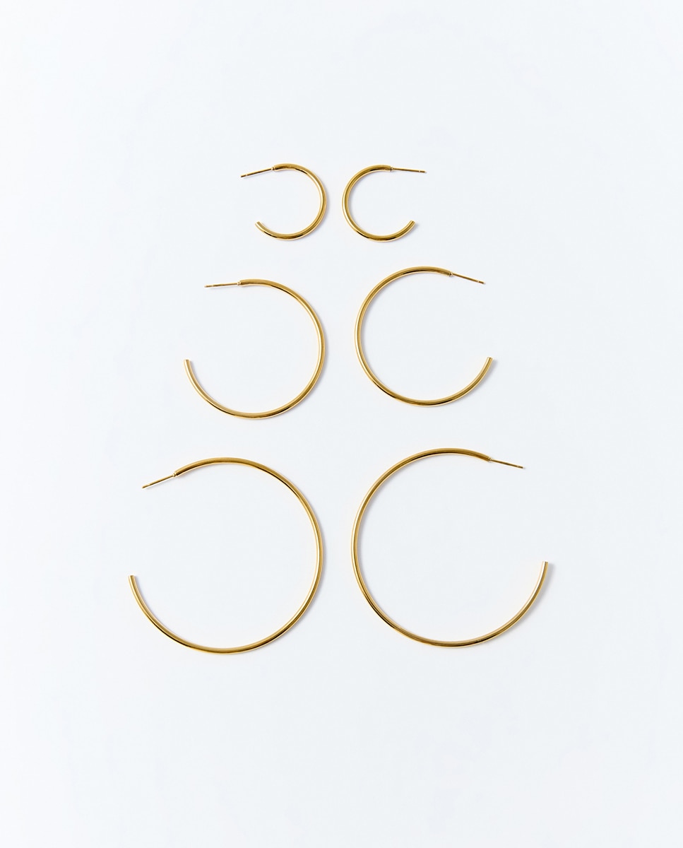 Imagem 0 de Conjunto de 3 Brincos de Argola de Metal