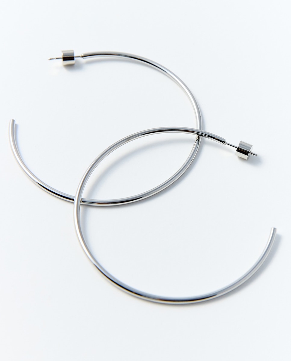 Conjunto de 3 Brincos de Argola de Metal Prata-2