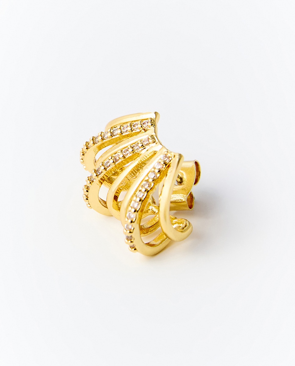 Brincos de Argola Multi-Filas com Brilhos 390 Ouro-2