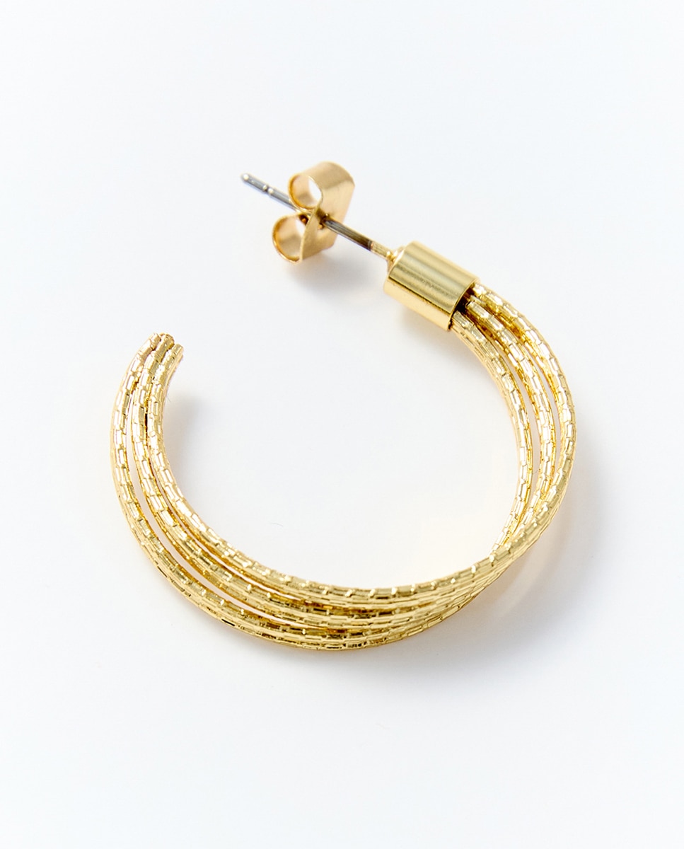 Brincos de Argola Multi-Filas Trabalhados 390 Ouro-2