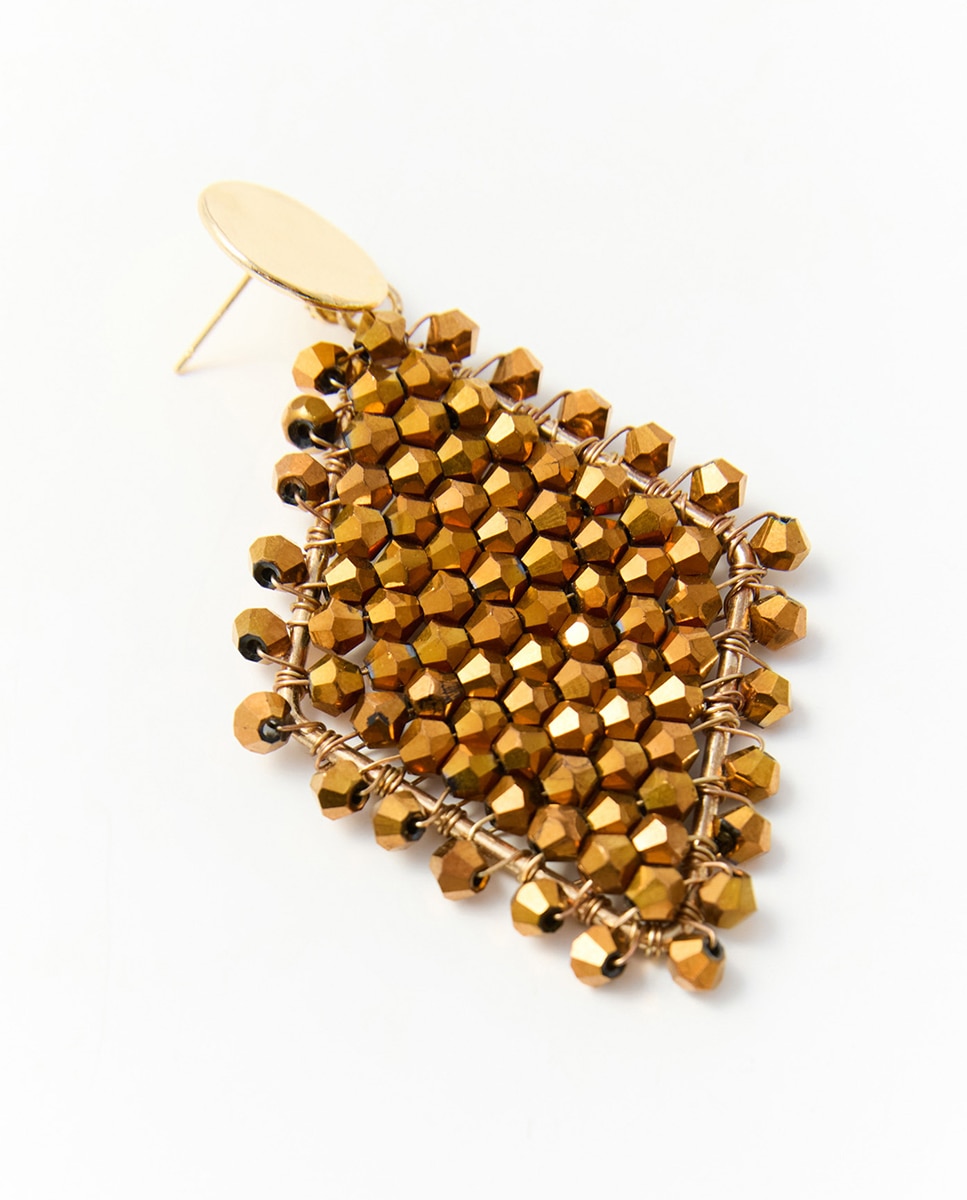 Brincos de Losango com Brilhos Castanho-2