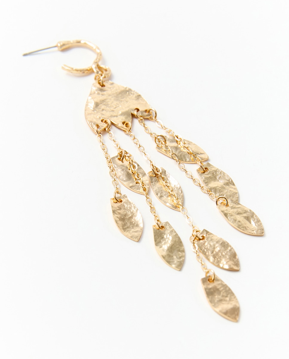 Brincos de Argola Pendentes com Correntes 390 Ouro-2